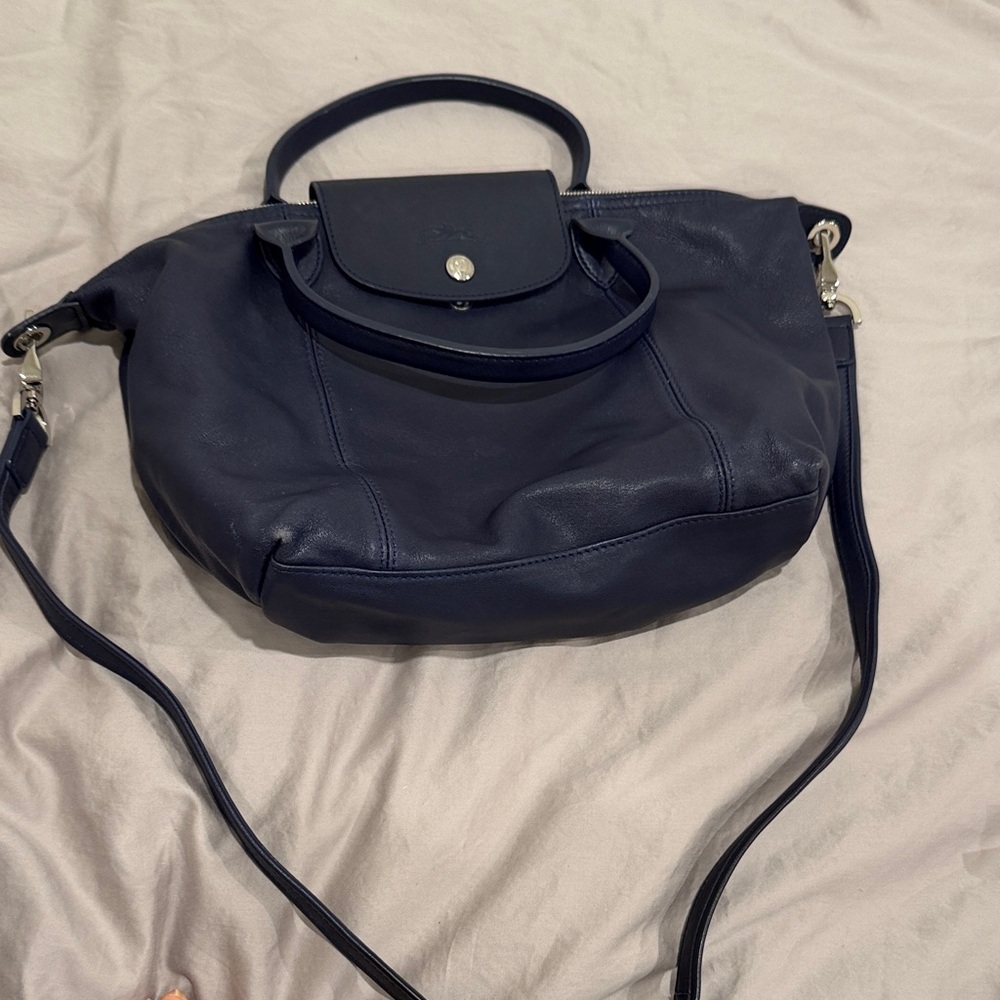 Longchamp Elegant Navy Blue Women's Leather Handbag